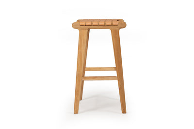 Cashmerie Leather Saddle Stool - Woven Natural