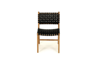 Cashmerie Woven Leather Side Chair - Black