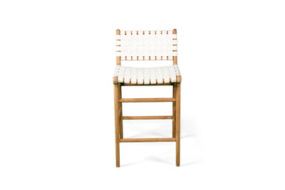 Cashmerie Leather Counter Stool - White - Woven