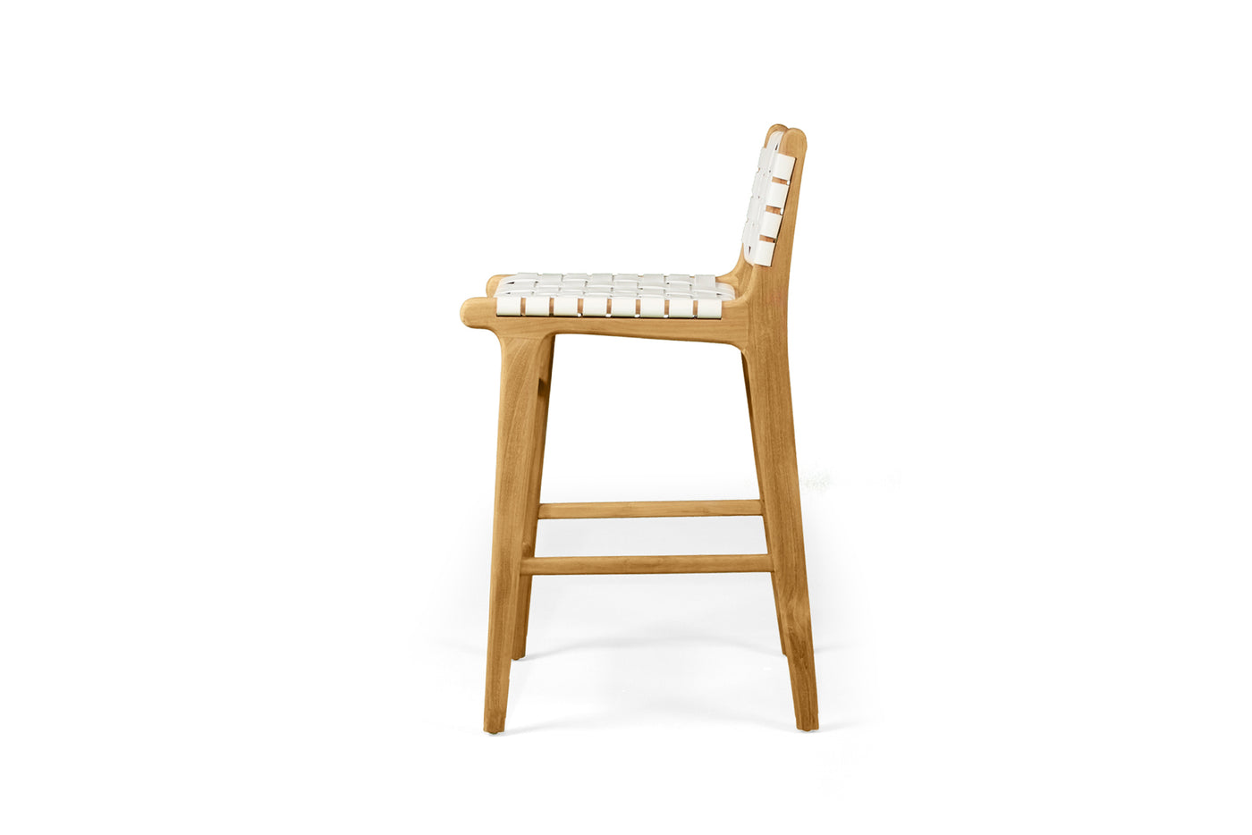 Cashmerie Leather Counter Stool - White - Woven