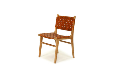 Cashmerie Woven Leather Side Chair - Tan