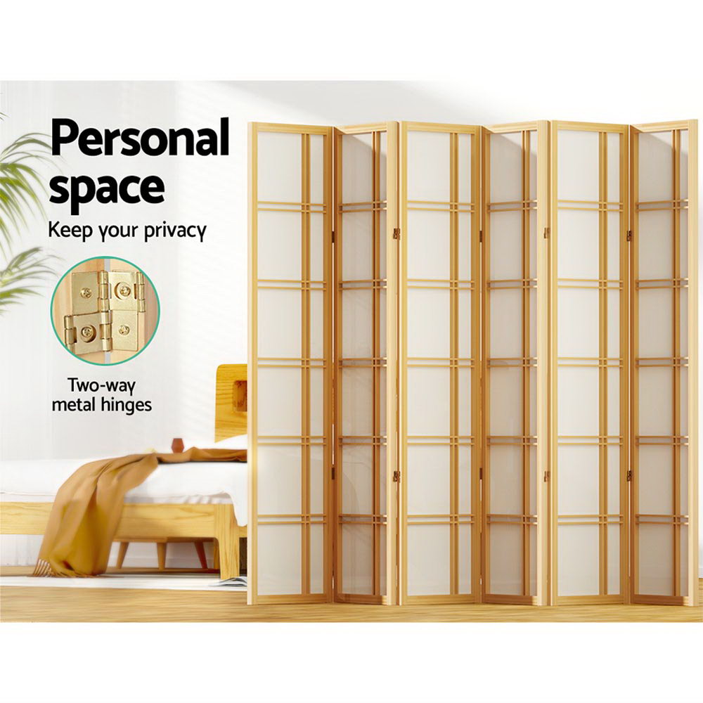 Room Divider Screen Privacy Wood Dividers Stand 6 Panel Nova Natural