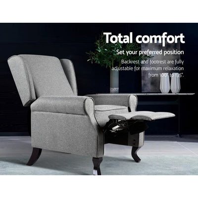 Artiss Recliner Chair - Fabric Grey