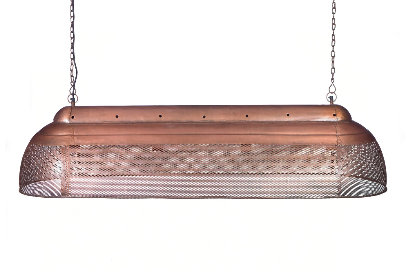 Riva Extra Long - Antique Copper - Perforated Iron Elongated Pendant Light - House of Isabella AU