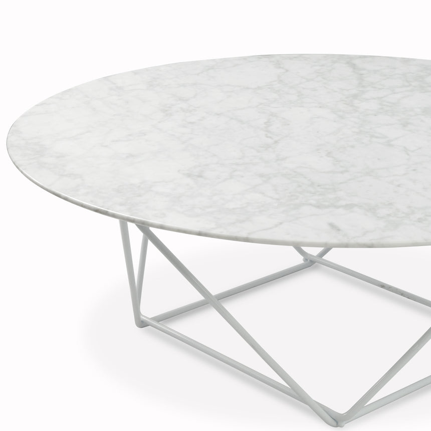 100cm Round Marble Coffee Table With White Base