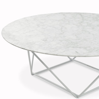 100cm Round Marble Coffee Table With White Base