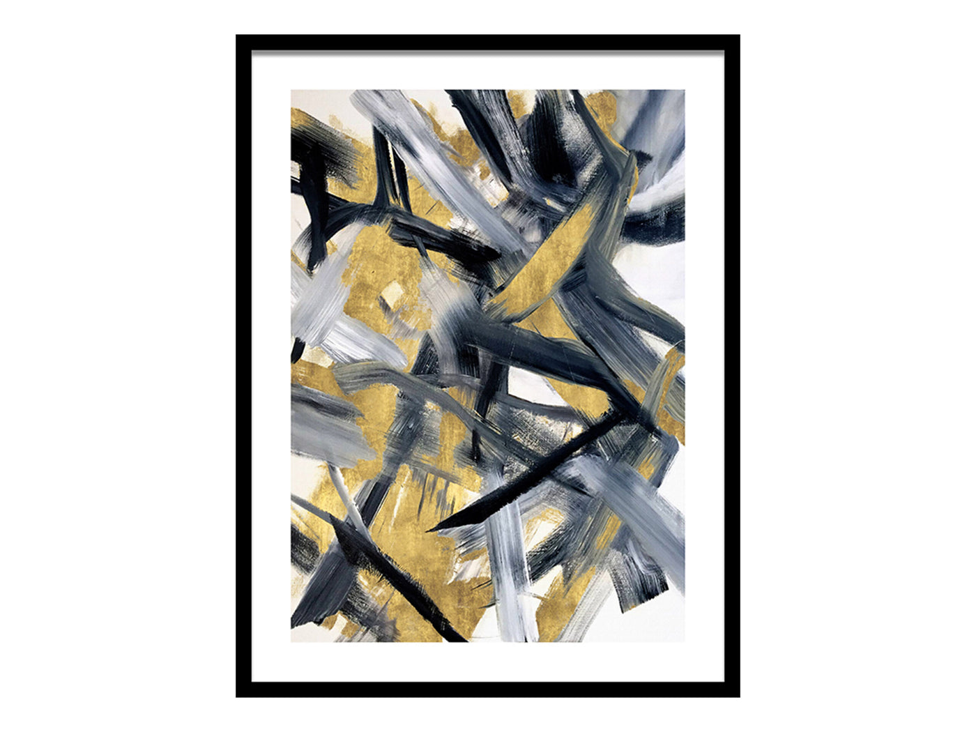 Gold, Grey & Black Framed Art 1