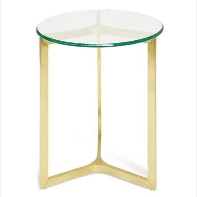 Round Glass Side Table - Gold Base