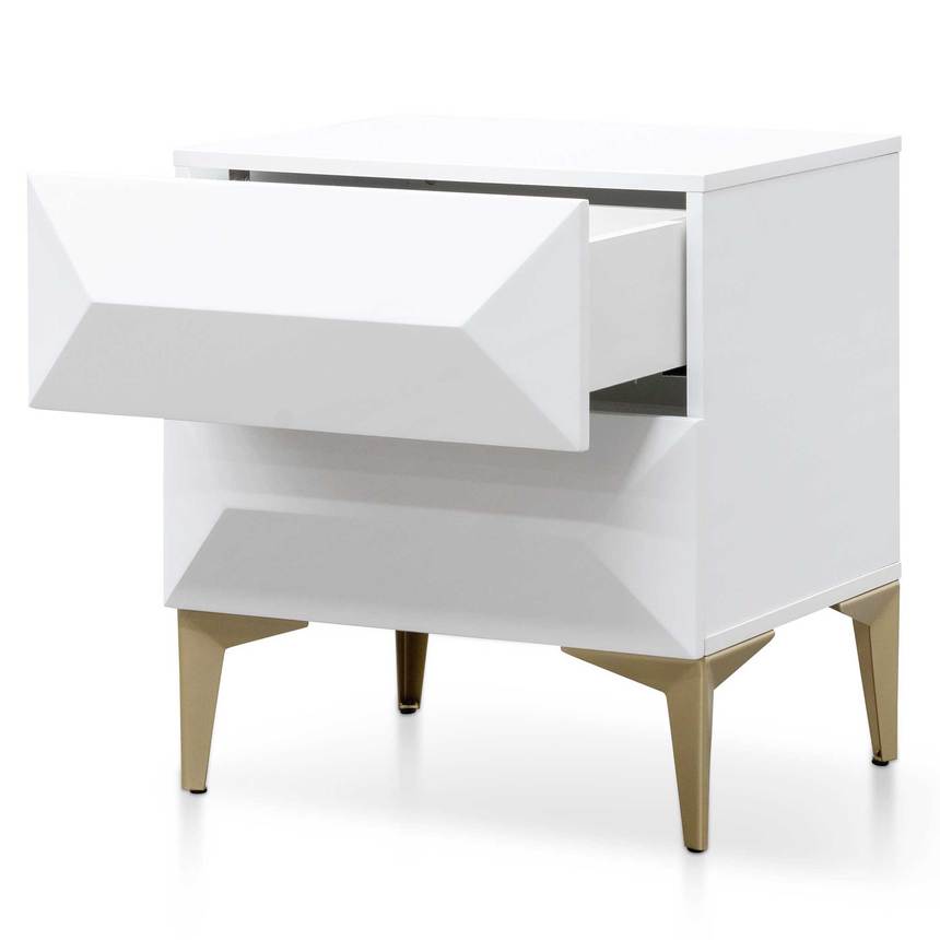 Wooden Side Table - White with Gold Legs