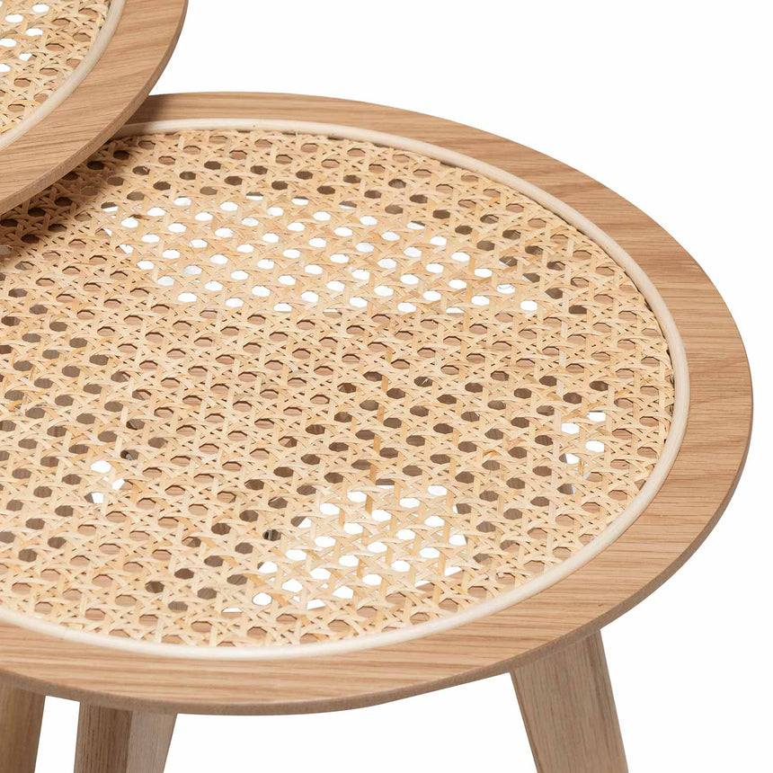 Nested Side Table - Natural with Rattan Top