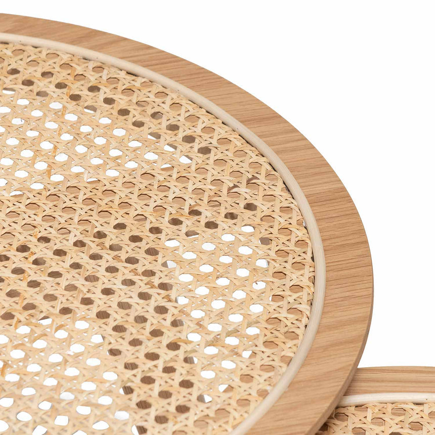 Nested Side Table - Natural with Rattan Top