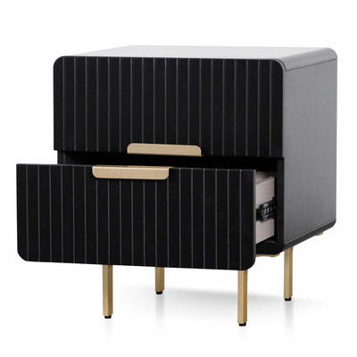 Matte Black Bedside Table - Brass Legs and Handle