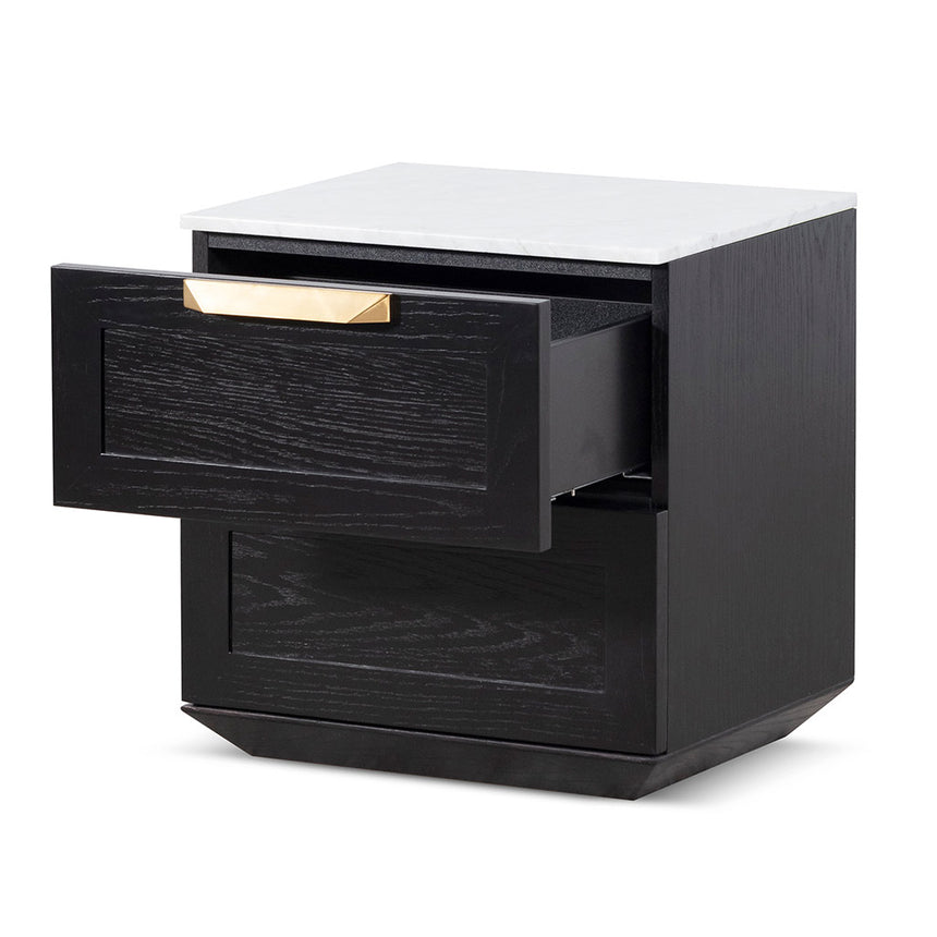 Bedside Table - Black with Marble Top