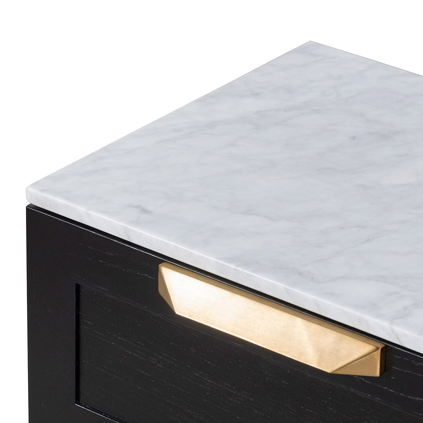 Bedside Table - Black with Marble Top