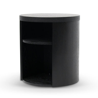 Round Wooden Bedside Table - Black Mountain