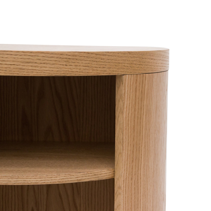 Round Wooden Bedside Table - Natural