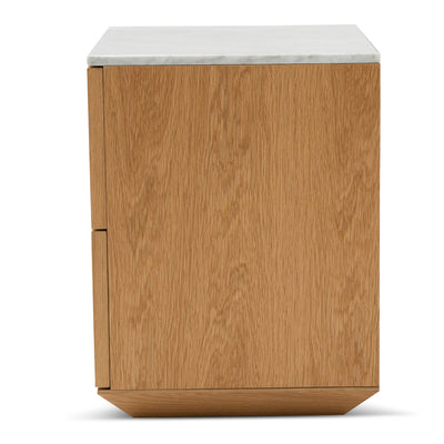 Bedside Table - Natural with Marble Top