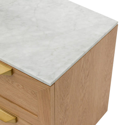 Bedside Table - Natural with Marble Top