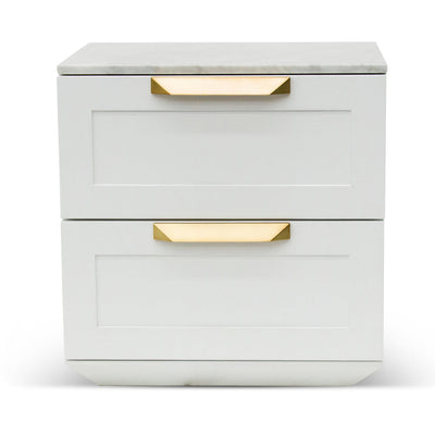Bedside Table - White with Marble Top