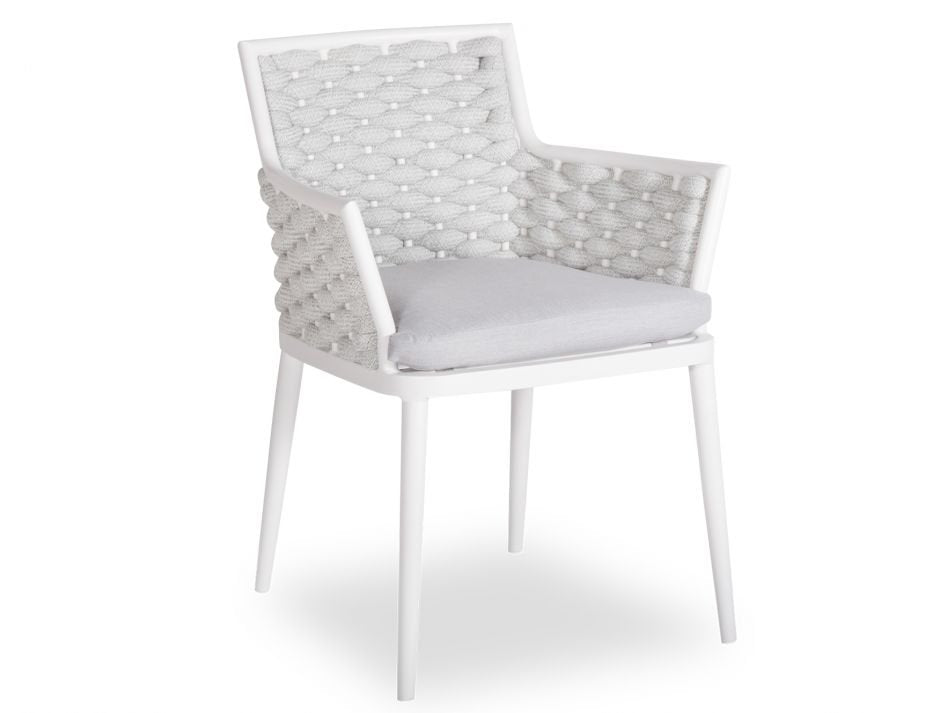 Siano Dining Chair - Outdoor - White - Light Grey Cushion