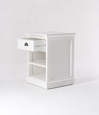 Bedside Table with Shelves - Classic White