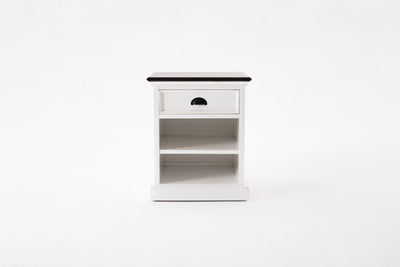 Bedside Table with Shelves - White Distress & Deep Brown