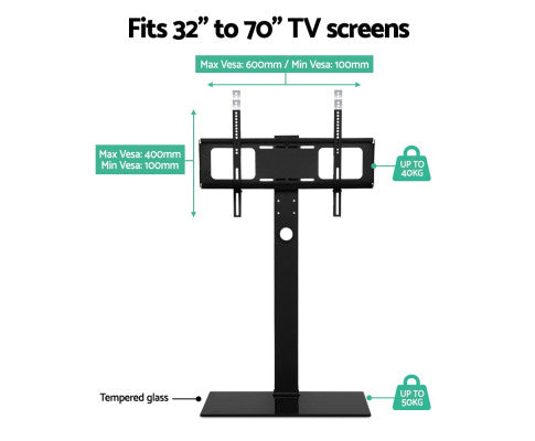 Artiss Floor TV Stand Brakcket Mount Swivel Height Adjustable 32 to 70 Inch Black
