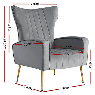 Armchair Lounge Accent Chairs Armchairs Chair Velvet Sofa Grey Seat