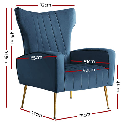 Armchair Lounge Accent Chairs Armchairs Chair Velvet Sofa Navy Blue Seat