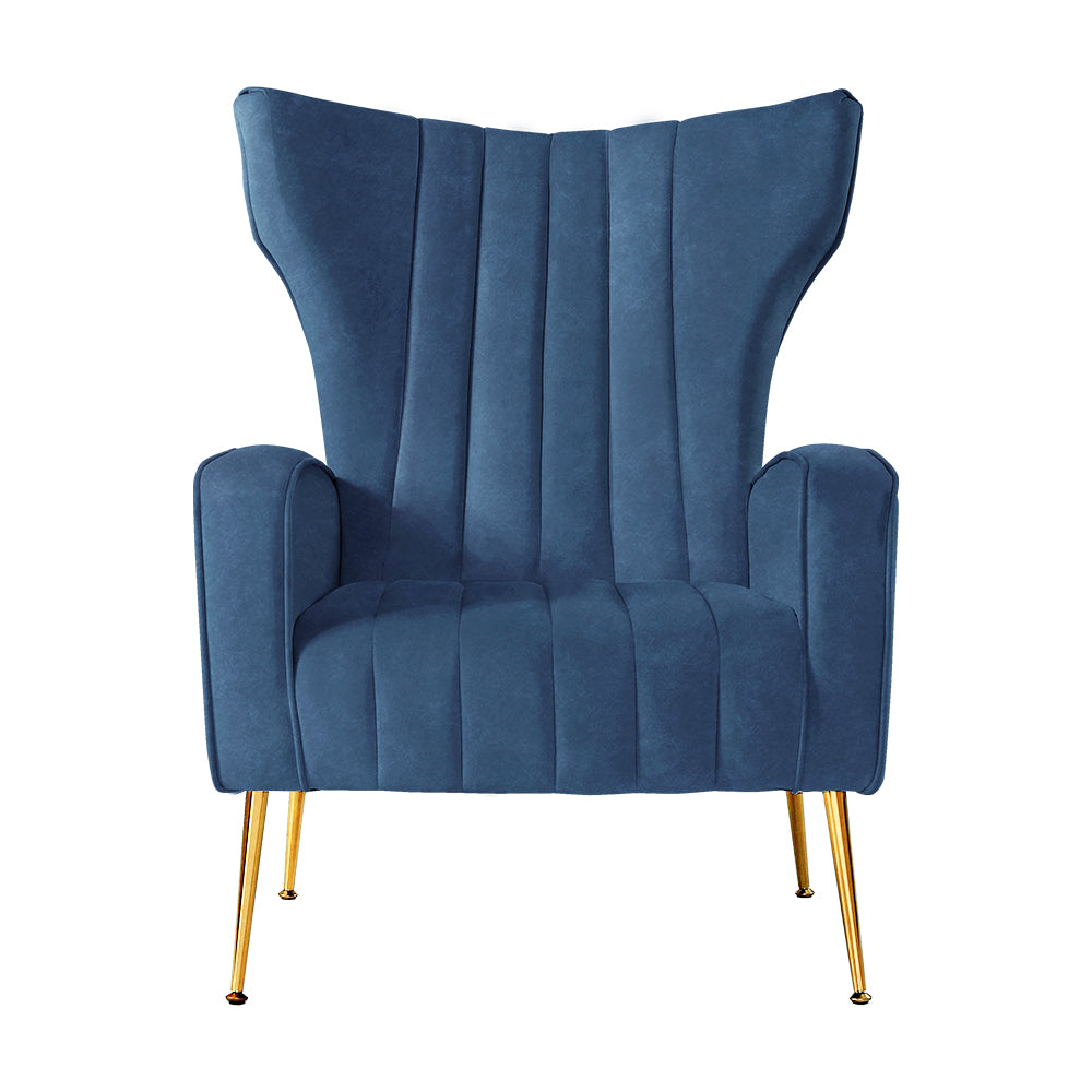Armchair Lounge Accent Chairs Armchairs Chair Velvet Sofa Navy Blue Seat