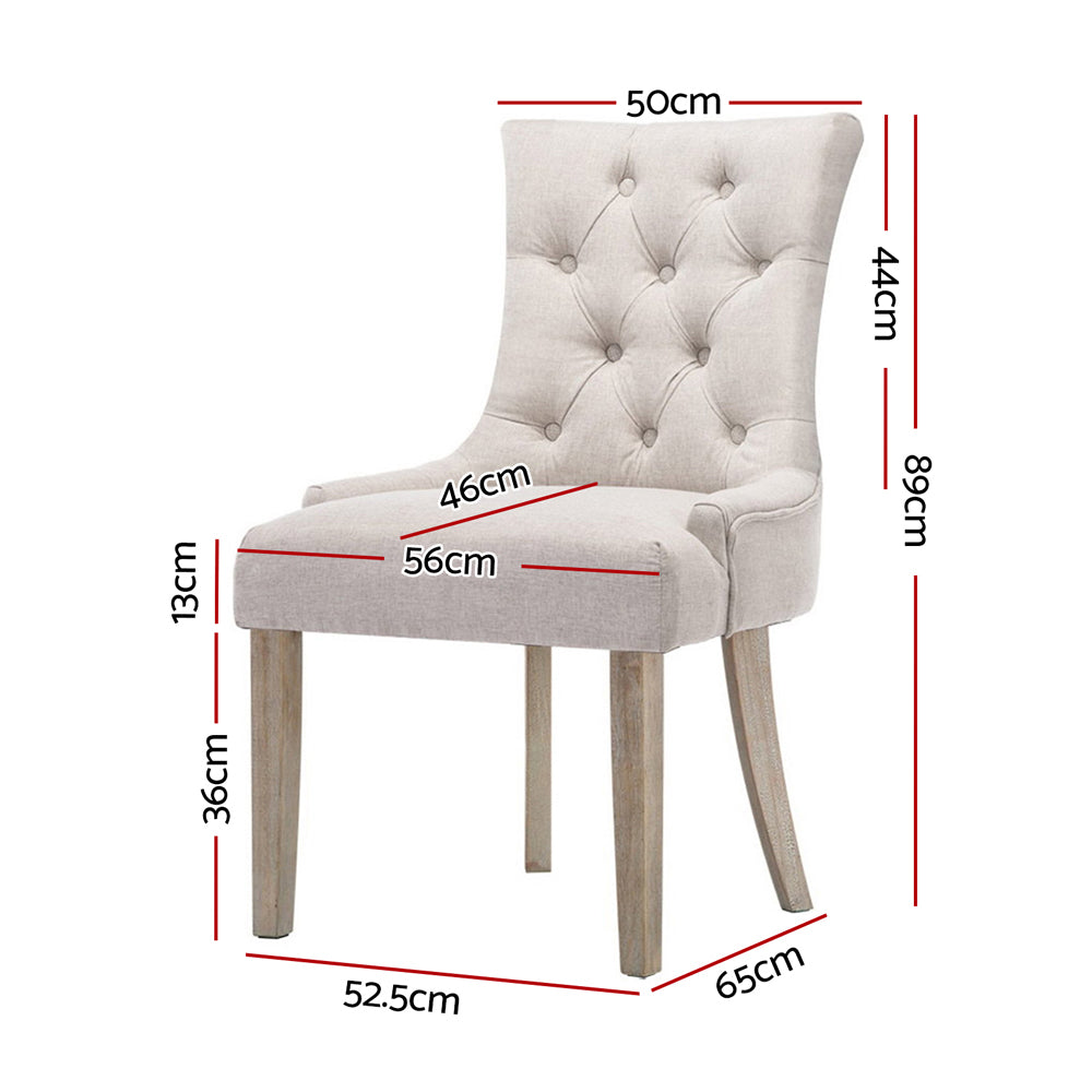Artiss Cayes Fabric Dining Chair Set of 2 - Beige