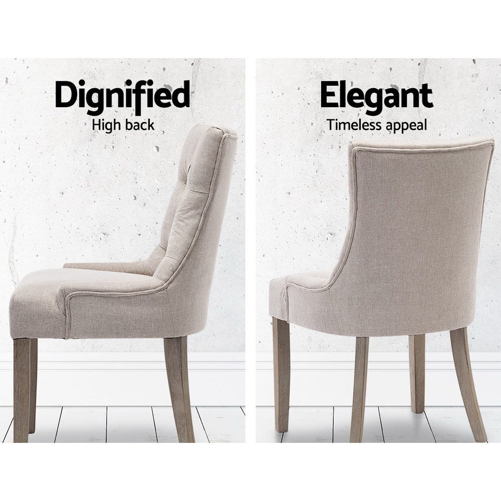 Artiss Cayes Fabric Dining Chair Set of 2 - Beige