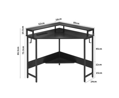 L-Shaped Desk with Built-In Charging Station, Black