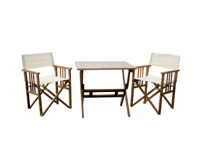 Maculata folding table and 2 director chairs