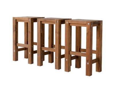 Set of 3 natural bar stools