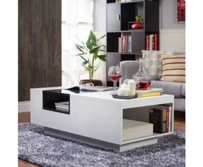 Modern Storage Coffee Table in White and Black 120CM