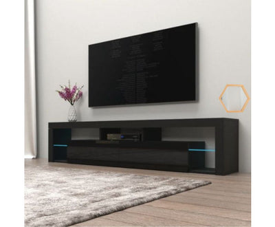 Modern TV Cabinet Living Room Furniture 200cm Black