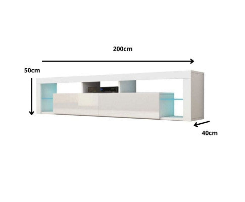 Modern TV Cabinet Living Room Furniture 200cm White