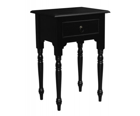 Huntely 1-Drawer Turn Leg Side Table (Black)