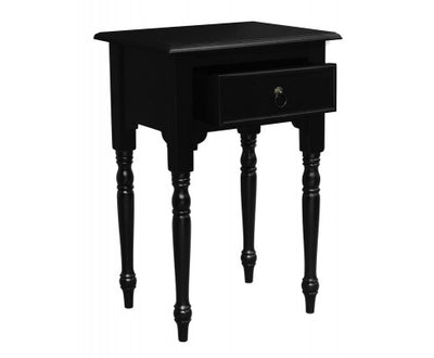 Huntely 1-Drawer Turn Leg Side Table (Black)