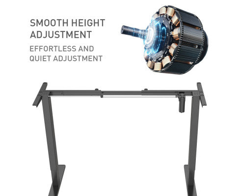 FORTIA Sit/Stand Desk Frame, 58 x 90-135cm, 72-118cm Height Adjustable, 70kg Load, Black