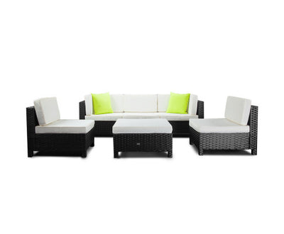 LONDON RATTAN 6pc Outdoor Furniture Setting Sofa Set Wicker Lounge Patio