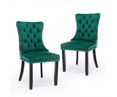 4x Velvet Dining Chairs- Green