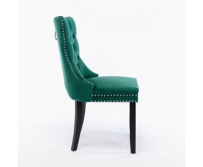 4x Velvet Dining Chairs- Green