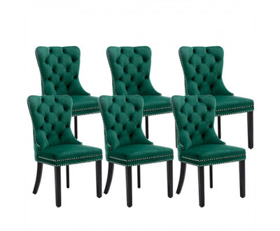 6x Velvet Dining Chairs- Green