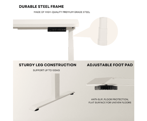 EKKIO Adjustable Desk Riser Frame - Two Leg Stand (White) EK-DRF-102-DR
