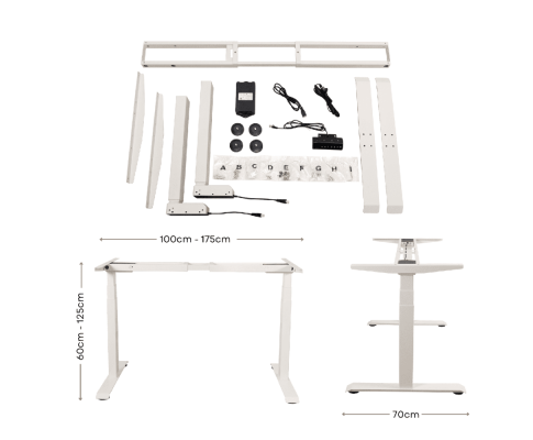 EKKIO Adjustable Desk Riser Frame - Two Leg Stand (White) EK-DRF-102-DR