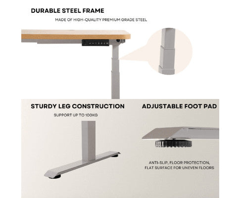 EKKIO Adjustable Desk Riser Frame - Two Leg Stand (Grey) EK-DRF-101-NT