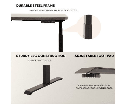 EKKIO Adjustable Desk Riser Frame - Two Leg Stand (Black) EK-DRF-100-NT