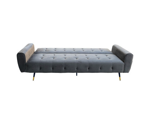 Sarantino Ava 3-seater Tufted Velvet Sofa Bed By Sarantino - Dark Grey